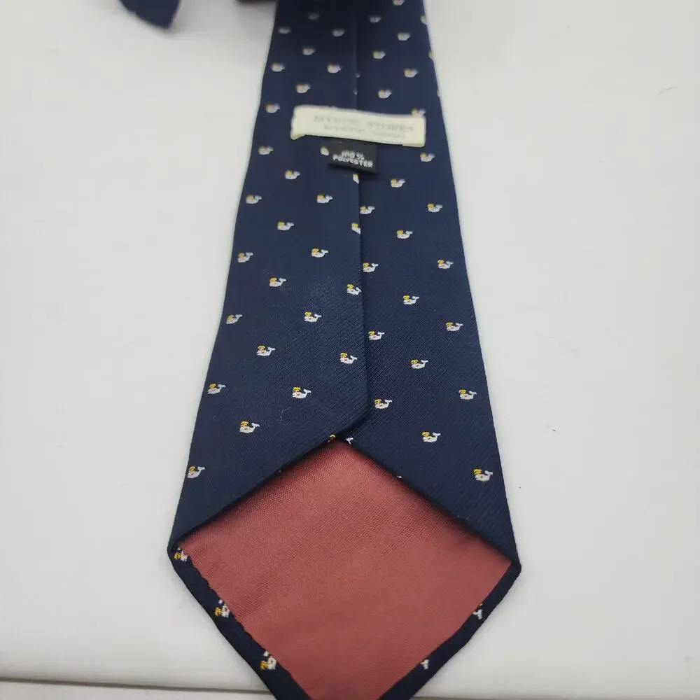 Mystic Stores Tie Mens Blue Duck Print Polyester Novelty Classic Necktie